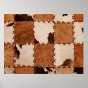 Close up leather patchwork textured background. poster