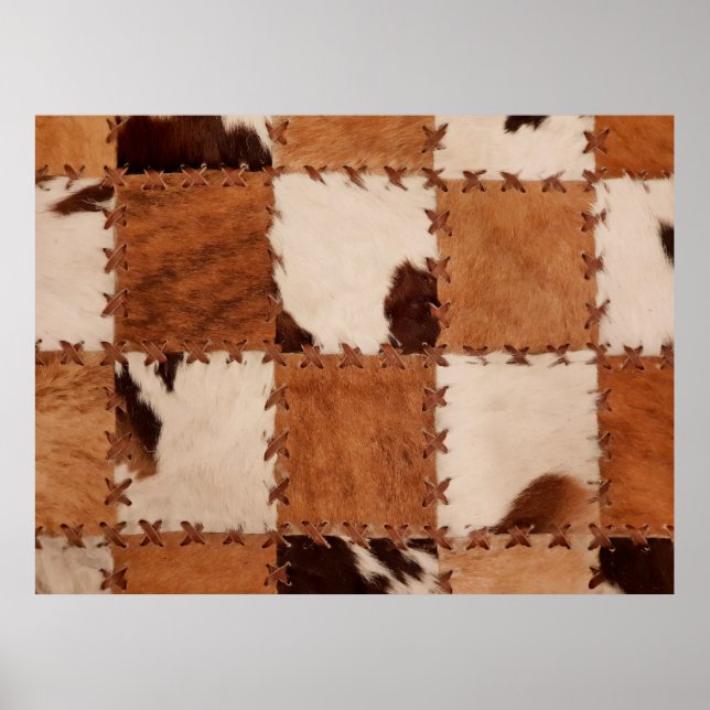 Close up leather patchwork textured background. poster (Front)