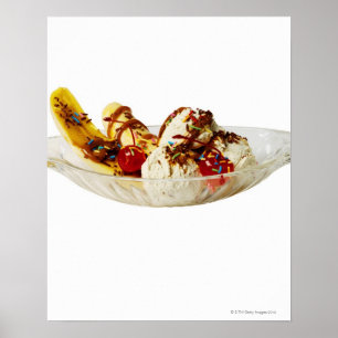 Close-up of a banana split poster