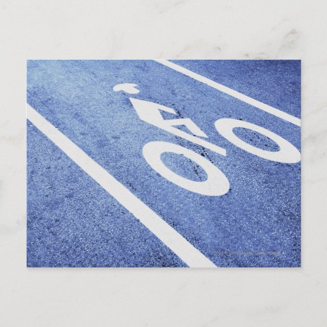 Close-up of a bicycle sign on the road postcard (Front)