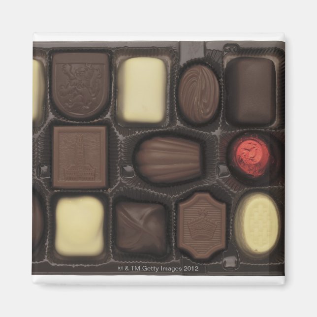 close-up of a box of assorted chocolates magnet (Front)