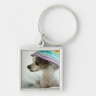 Close-up of a Chihuahua wearing a hat Keychain