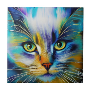 Close up of a Colourful Siamese Kitten Tile