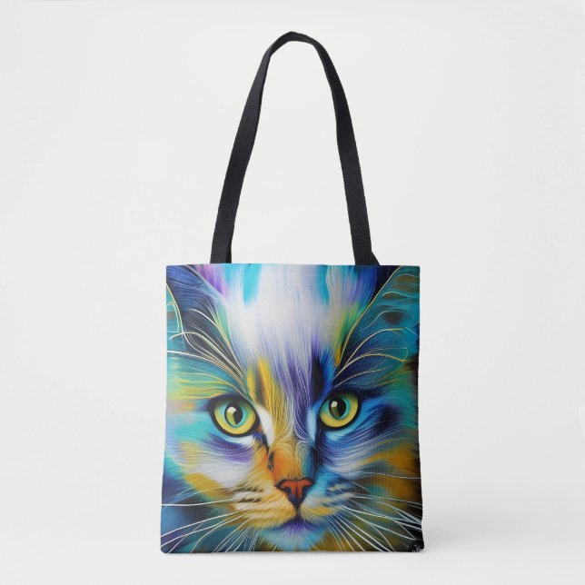 Close up of a Colourful Siamese Kitten Tote Bag (Front)