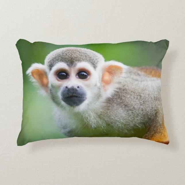 Close-up of a Common Squirrel Monkey Decorative Pillow (Front)