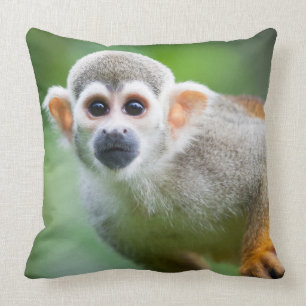 Close-up of a Common Squirrel Monkey Throw Pillow