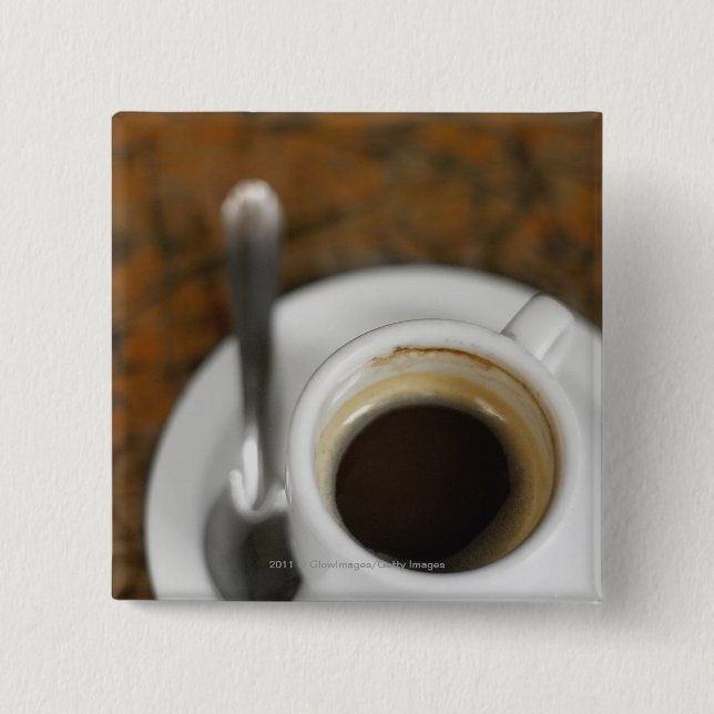 Close-up of a cup of coffee 2 inch square button (Front)