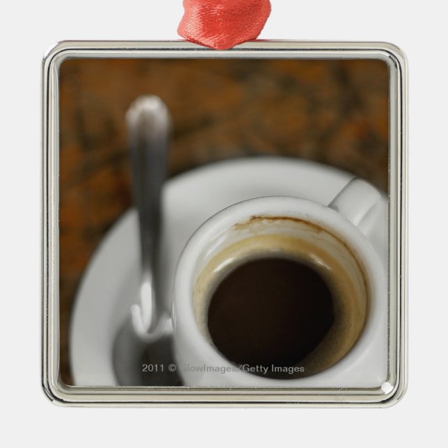Close-up of a cup of coffee 2 metal ornament (Front)