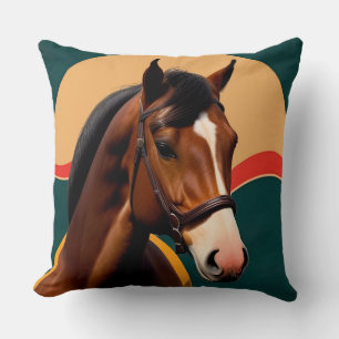 Close-Up of a Elegant Horse Throw Pillow
