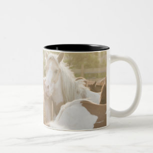 Close up of a herd of horses Two-Tone coffee mug