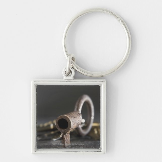 Close-up of a key in a key ring (Front)