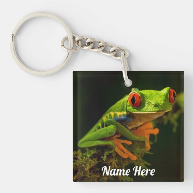 Close up of a Red Eyed Tree Frog #1 Keychain (Front)