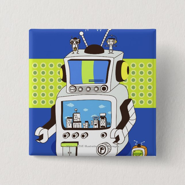 Close-up of a robot 2 inch square button (Front)