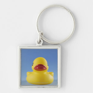 Close-up of a rubber duck keychain