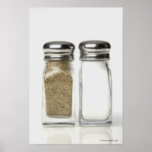 Close-up of a salt and a pepper shaker 2 poster