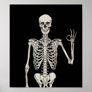 Close-Up of a Skeleton's Okay Gesture Poster