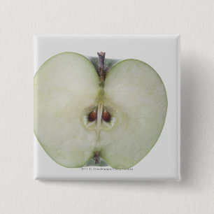 Close-up of a sliced granny smith apple 2 inch square button