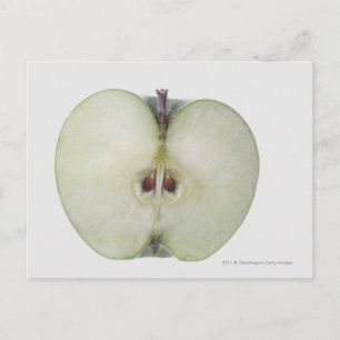 Close-up of a sliced granny smith apple postcard