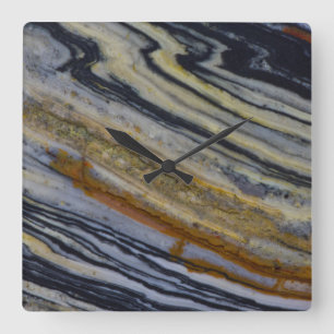 Close up of a Striated Jasper Slab Square Wall Clock