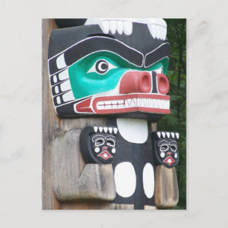 Close up of a totem pole postcard