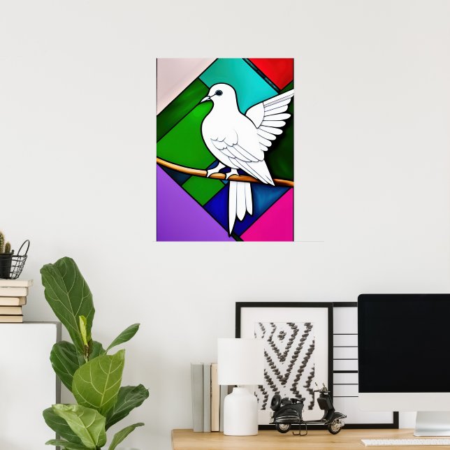 Close-up of a white bird sitting on a branch poster (Home Office)