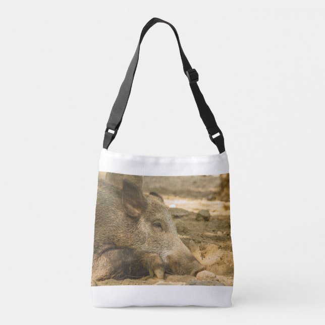 close-up of a wild boar on  crossbody bag (Back)