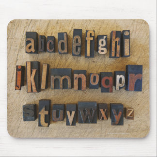 Close up of alphabet on letterpress 2 mouse pad