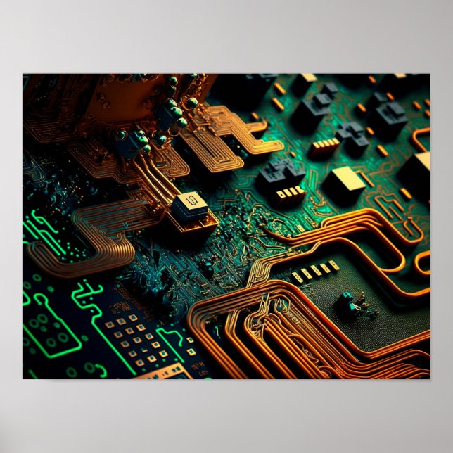 Close-up of an electronic circuit board. poster (Front)
