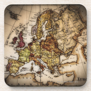Close up of antique world map 2 coaster