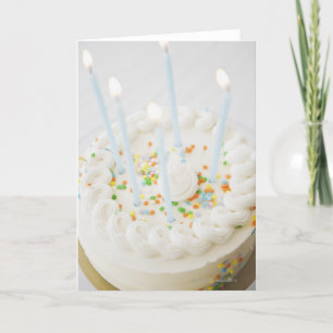 Close up of birthday cake with birthday candles card