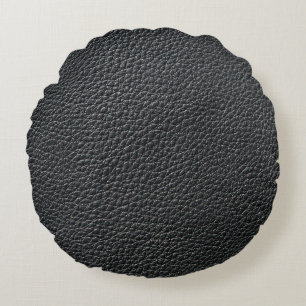 Close up of black leather texture and backgroundle round pillow