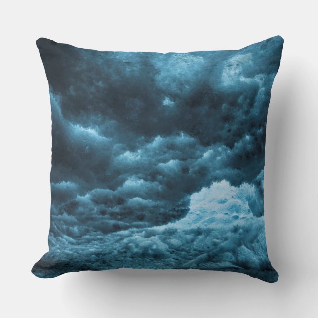Close up of blue ice, Iceland Throw Pillow (Front)