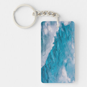 Close-up of blue ice keychain