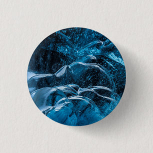 Close Up Of Blue Ice Walls 1 Inch Round Button