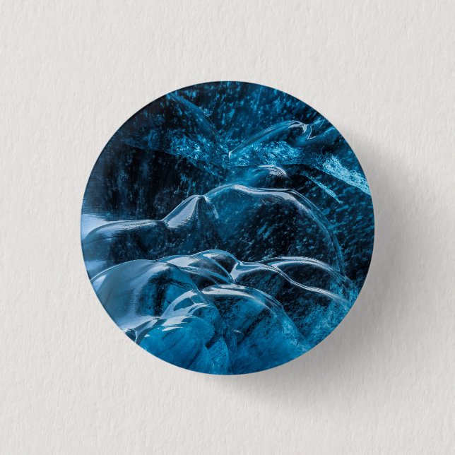 Close Up Of Blue Ice Walls 1 Inch Round Button (Front)