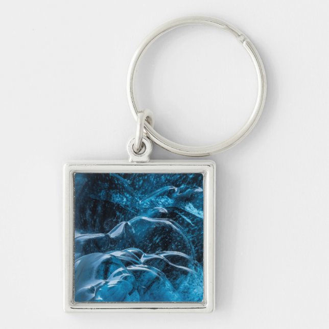 Close Up Of Blue Ice Walls Keychain (Front)