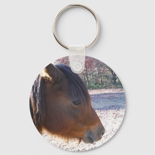Close up of Brown horse, Little Brown Pony Keychain (Front)