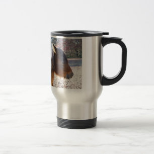 Close up of Brown horse, Little Brown Pony Travel Mug