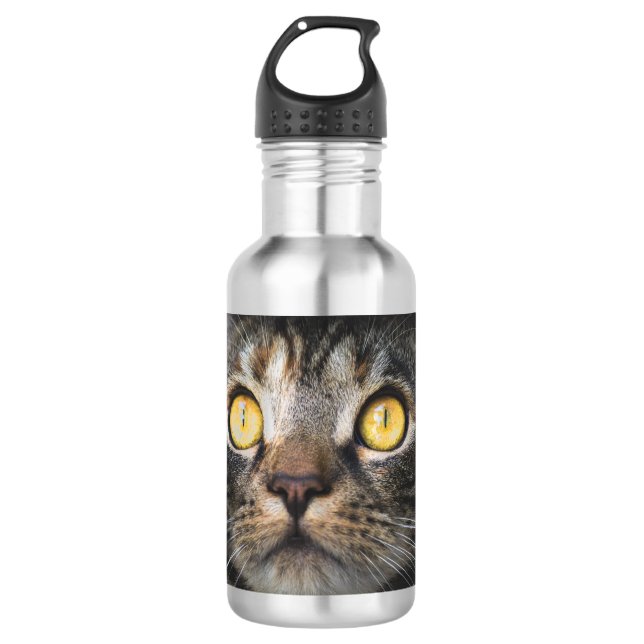 Close-up of Cat with Yellow Eyes 532 Ml Water Bottle (Front)