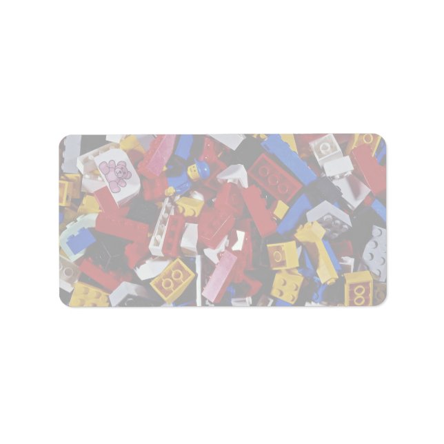 Close-up of children's building blocks label (Front)