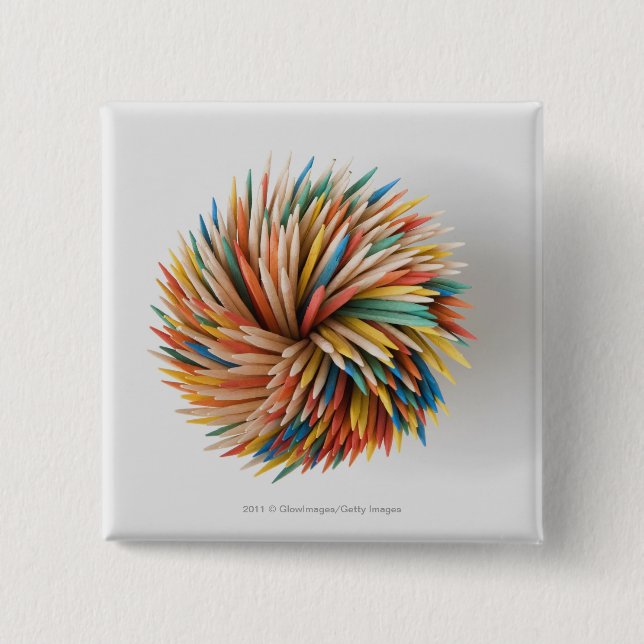 Close-up of coloured pencils 2 inch square button (Front)