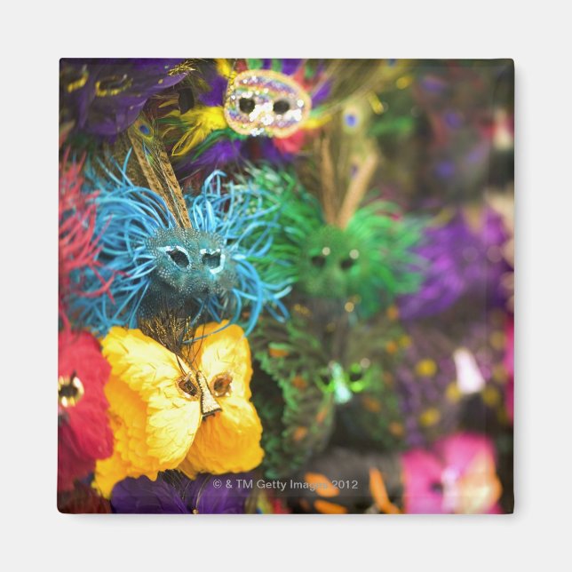Close-up of colourful miniature masks magnet (Front)