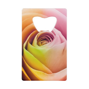 Close up of Colourful Rose Petals Credit Card Bottle Opener