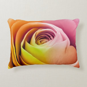 Close up of Colourful Rose Petals Decorative Pillow