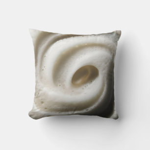 Close-Up of Creamy White Foam with Swirling Textur Throw Pillow