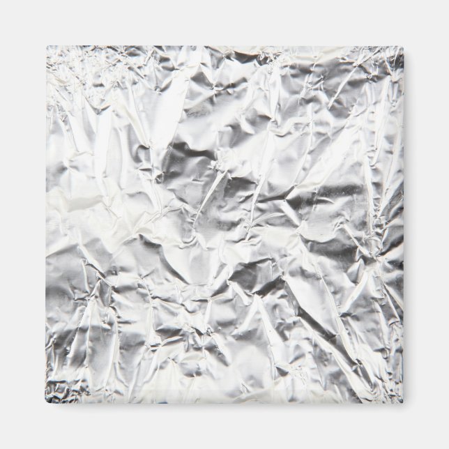 Close-Up Of Crumpled Aluminum Foil Magnet (Front)
