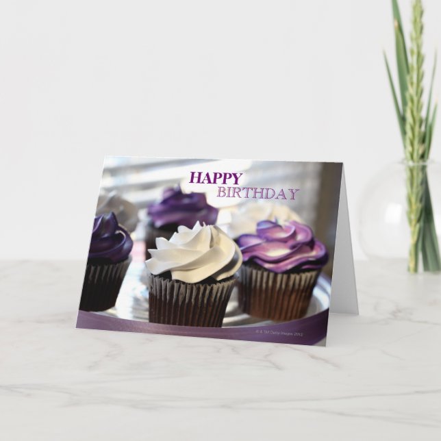 Close-up of Cupcakes  Birthday Card (Front)