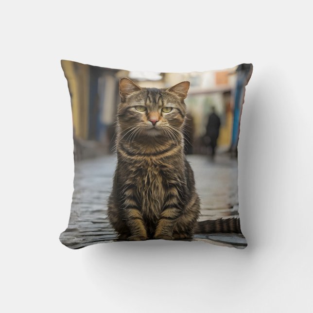 Close-up Of Cute Cat #2 Throw Pillow (Front)