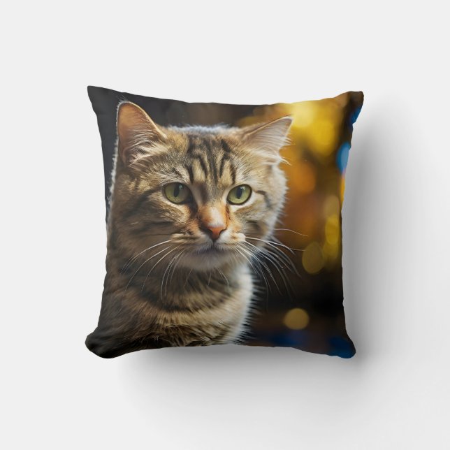 Close-up Of Cute Cat Gazing #2 Throw Pillow (Front)