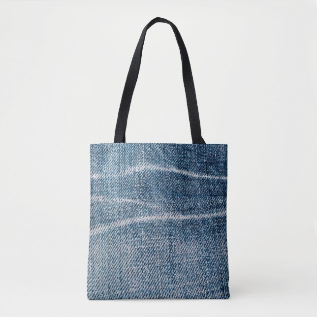 Close-Up of Denim Cloth. Tote Bag (Front)